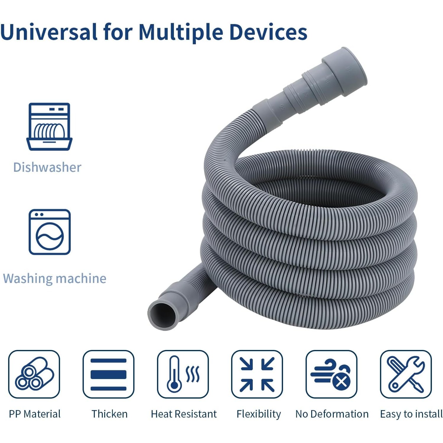 1m Drain Hose Extension Kit with Bracket, detail view