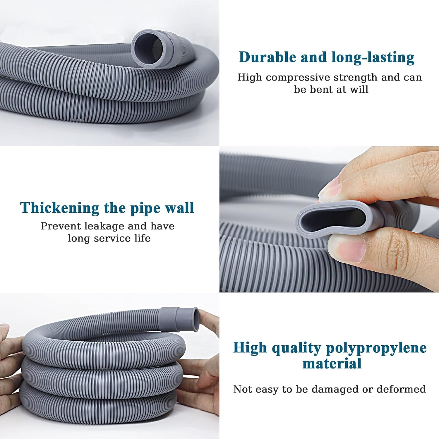 1m Drain Hose Extension Kit with Connector and Clamps: image 4