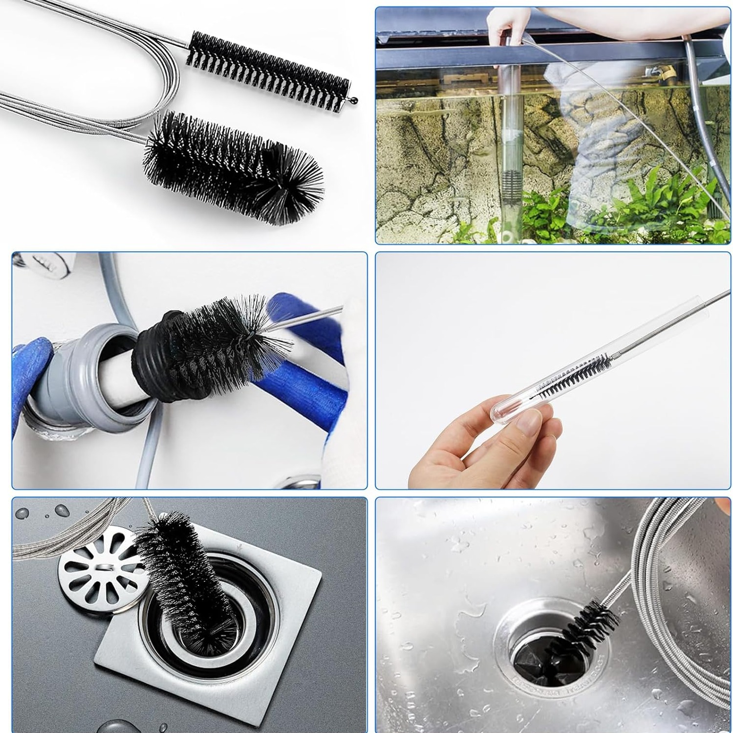 2 Piece Drain Brush Set, 155cm Pipe Brush and 45cm Plughole Tool: image 4