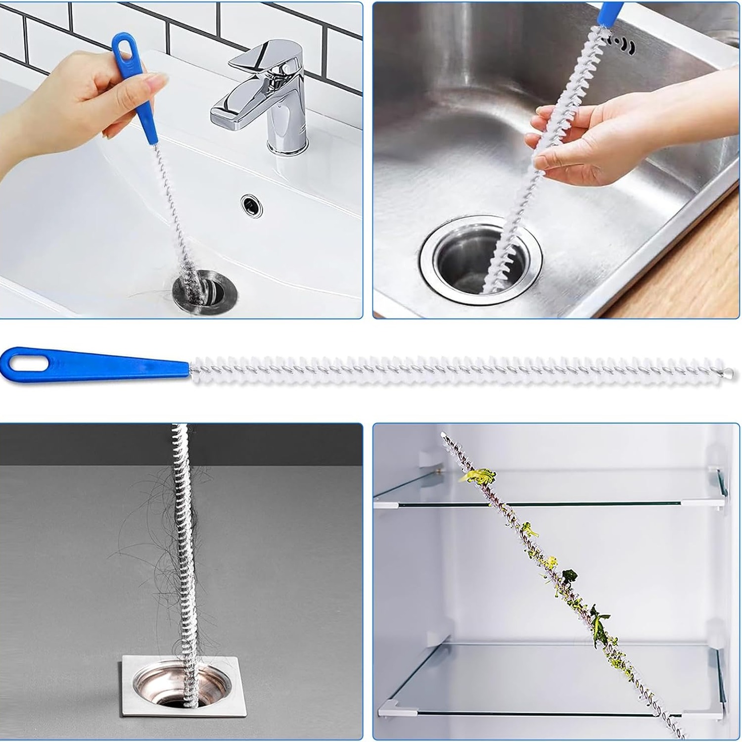 2 Piece Drain Brush Set, 155cm Pipe Brush and 45cm Plughole Tool: image 6