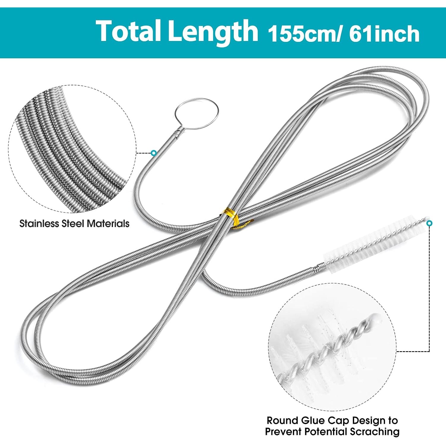 Flexible Drain Brush 155cm with Nylon Bristle Head: image 2