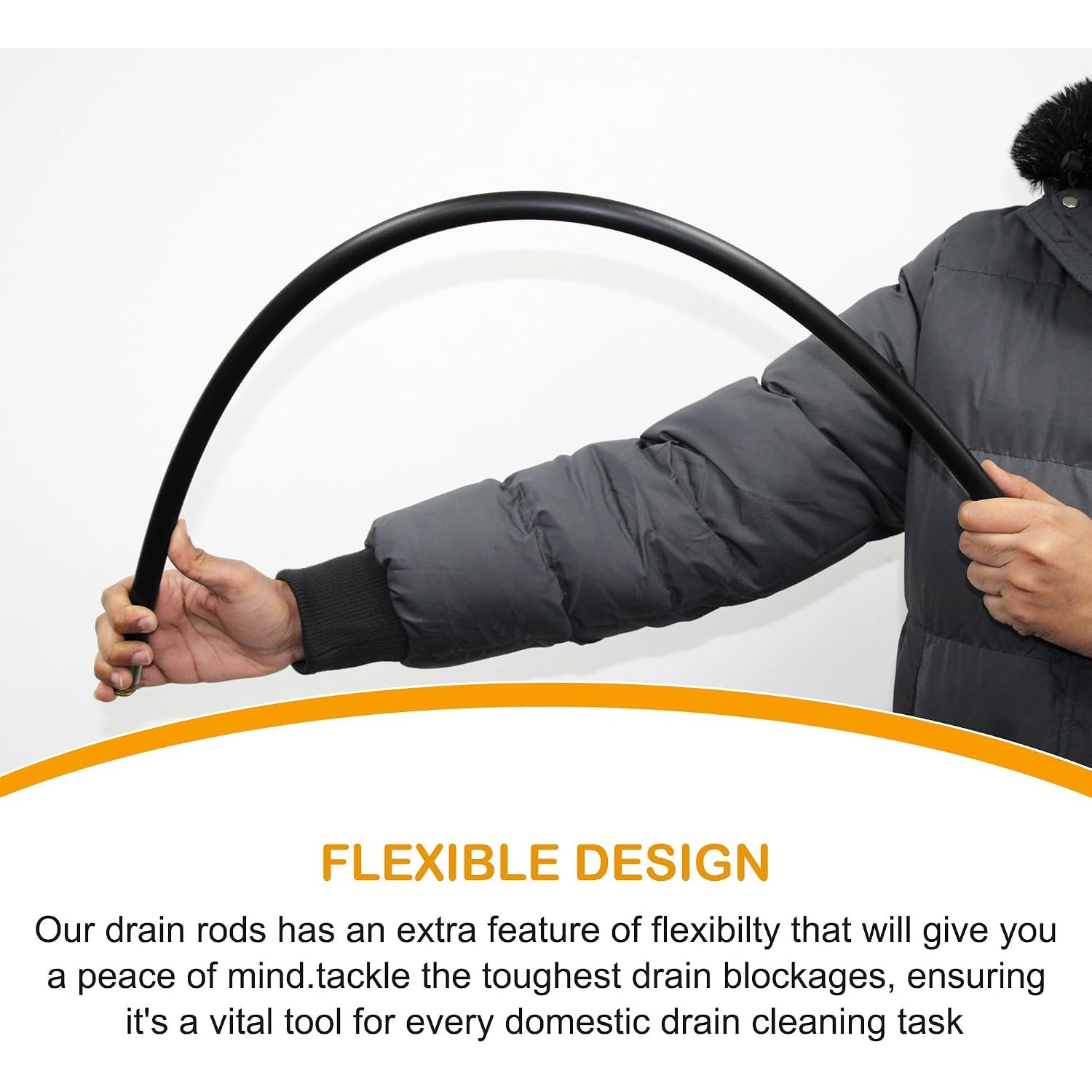 Flexible Drainage Rods 12 Piece Set with Plunger and Worm Screw: image 3