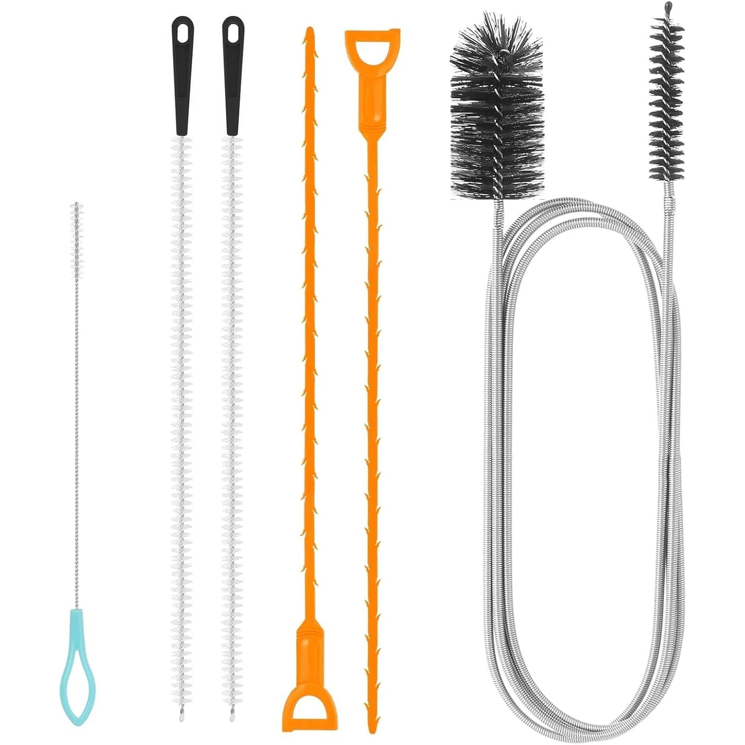 6 Piece Sink Unblocker Tool Set with Brushes and Hair Hooks