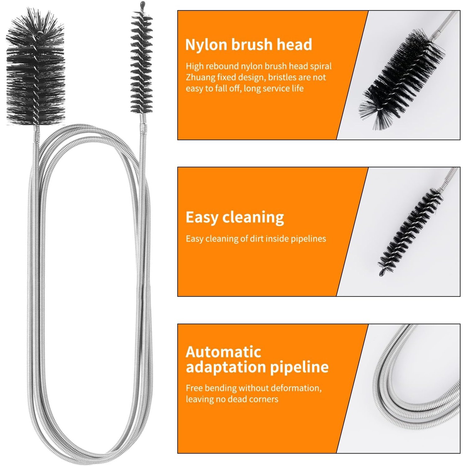 6 Piece Sink Unblocker Tool Set with Brushes and Hair Hooks