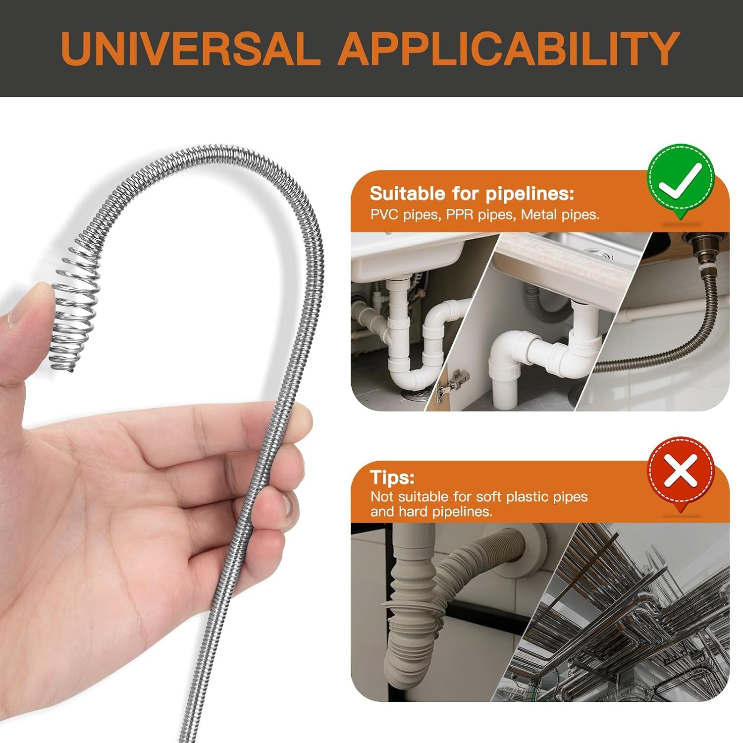 10m Drain Snake with Drill Attachment, Gloves and Canvas Bag: image 3