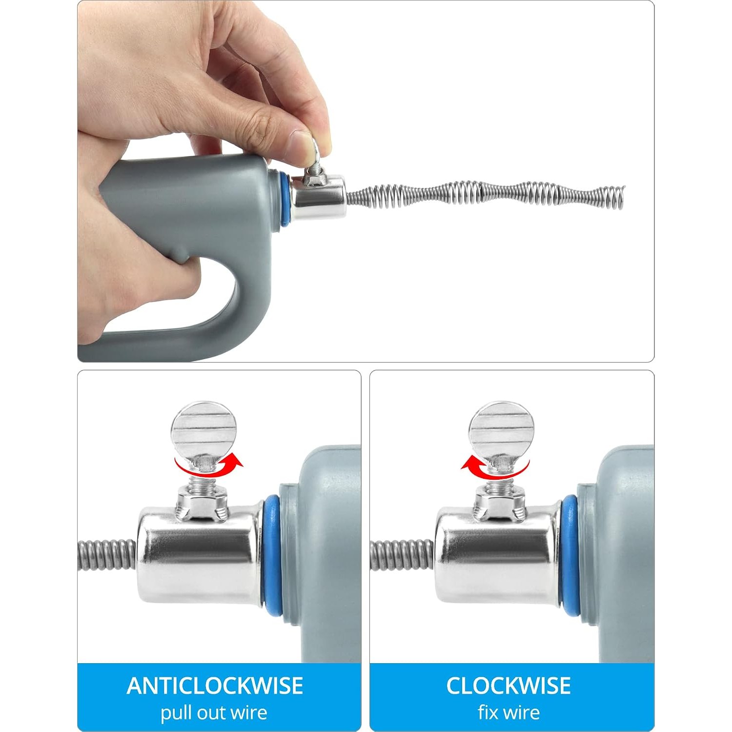 10m Manual Drain Auger with 5.6mm Spring Steel Cable: image 4