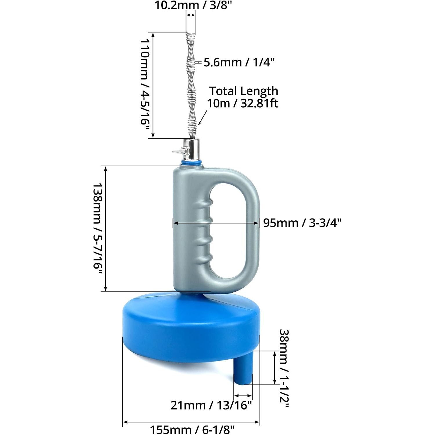 10m Manual Drain Auger with 5.6mm Spring Steel Cable: image 6