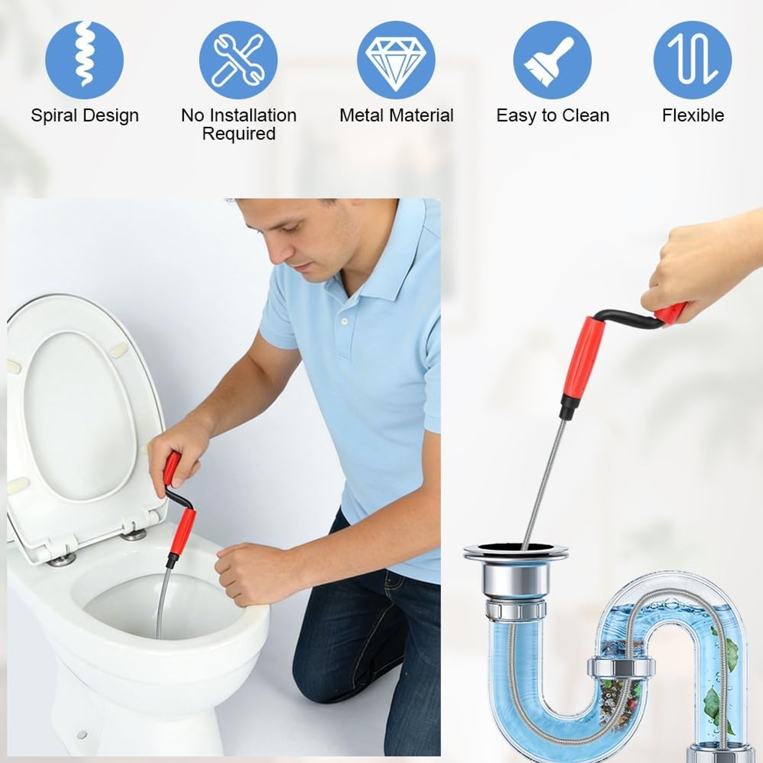 5m Spring Drain Snake with Hand Crank