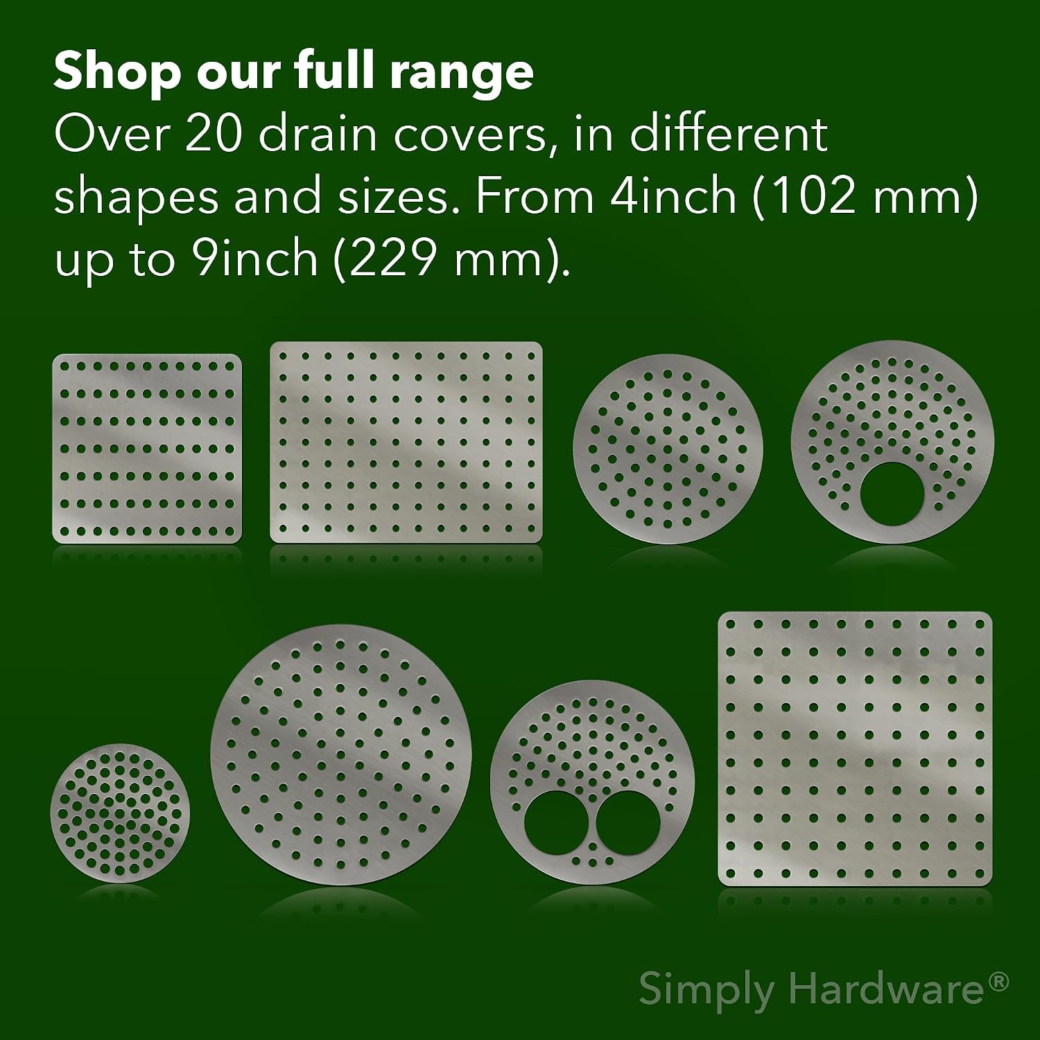 Rectangle Stainless Steel Drain Cover 280 x 200mm