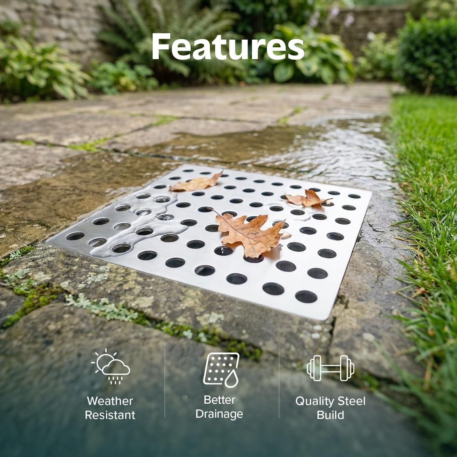 Square Stainless Steel Drain Cover 150mm, 2 Pack