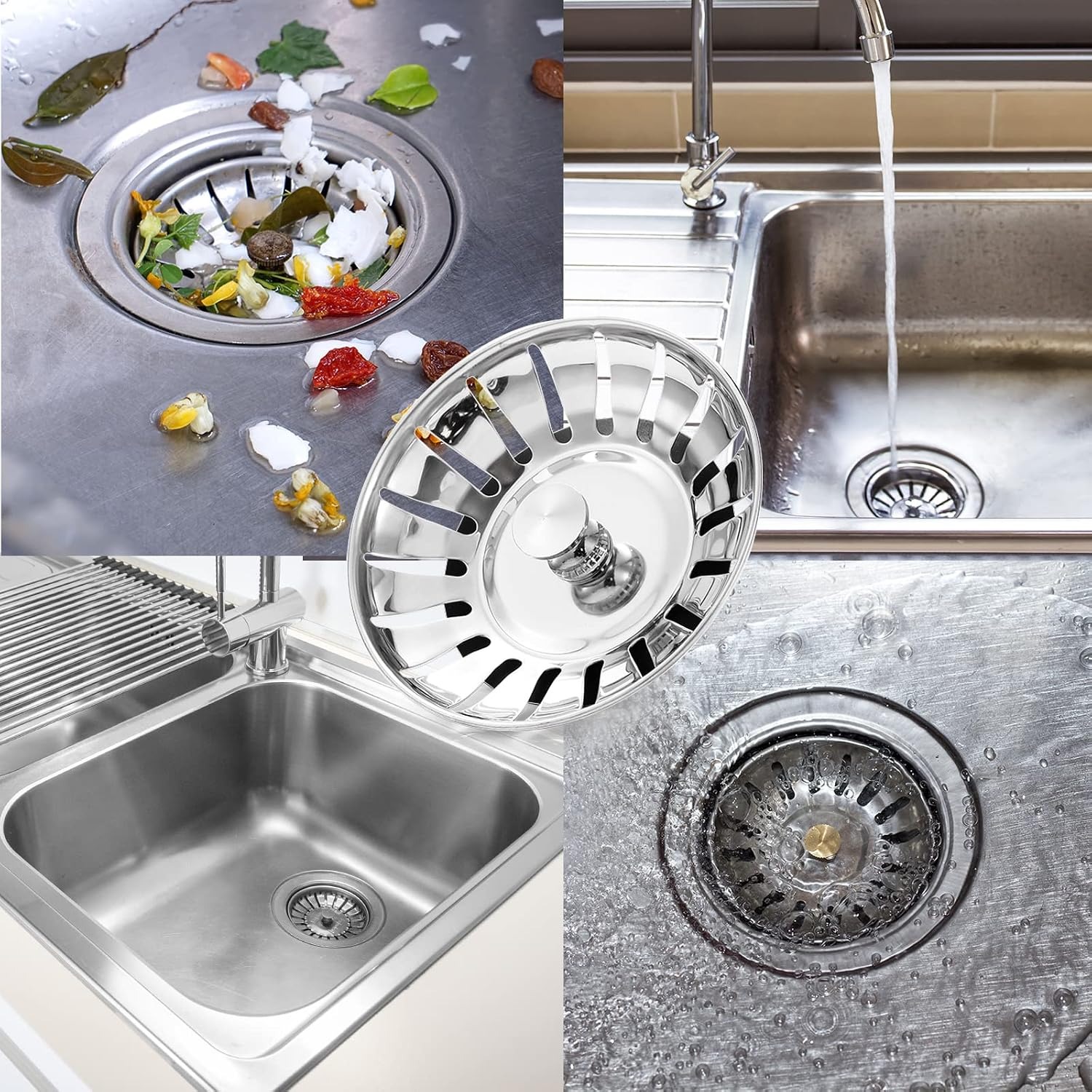 78mm Stainless Steel Kitchen Sink Strainer and Plug, 2 Pack: image 5