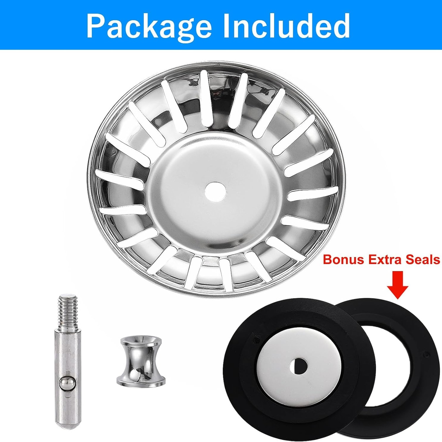 78mm Stainless Steel Kitchen Sink Strainer and Plug, 2 Pack: image 7