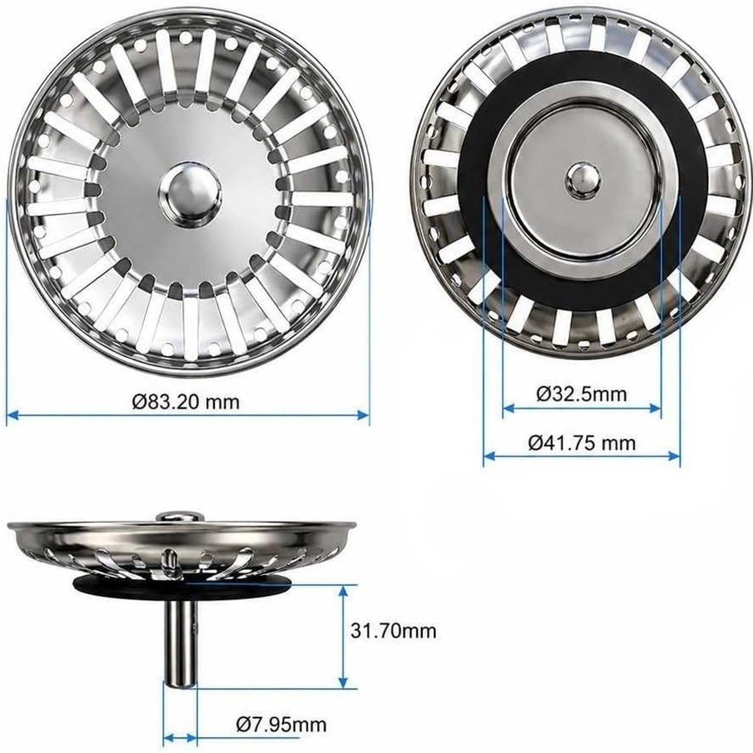 Pop Up Sink Strainer Plug 83mm: image 3