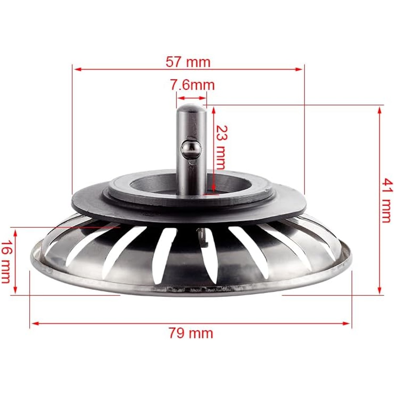 Stainless Steel Sink Waste Strainer 78mm, 2 Pack