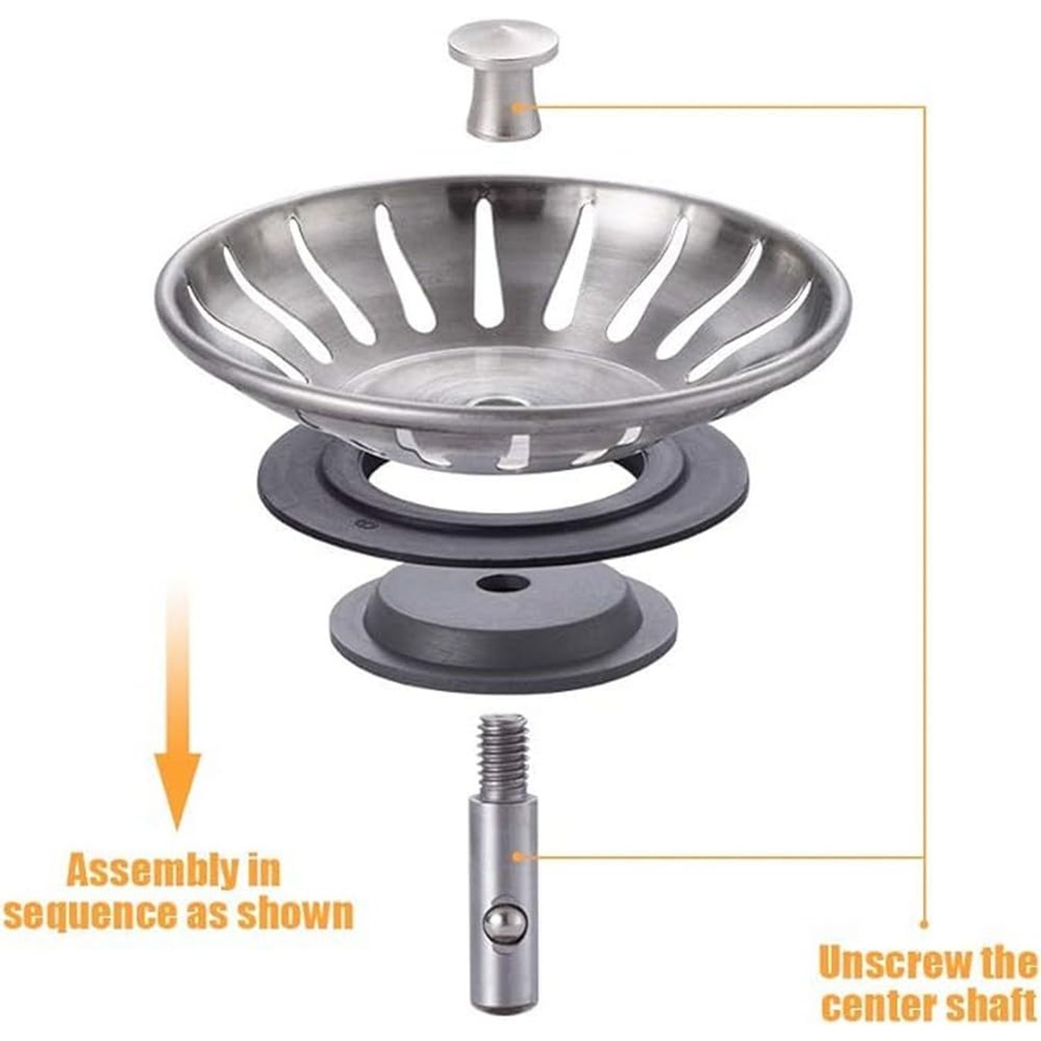 Stainless Steel Sink Waste Strainer 78mm, 2 Pack