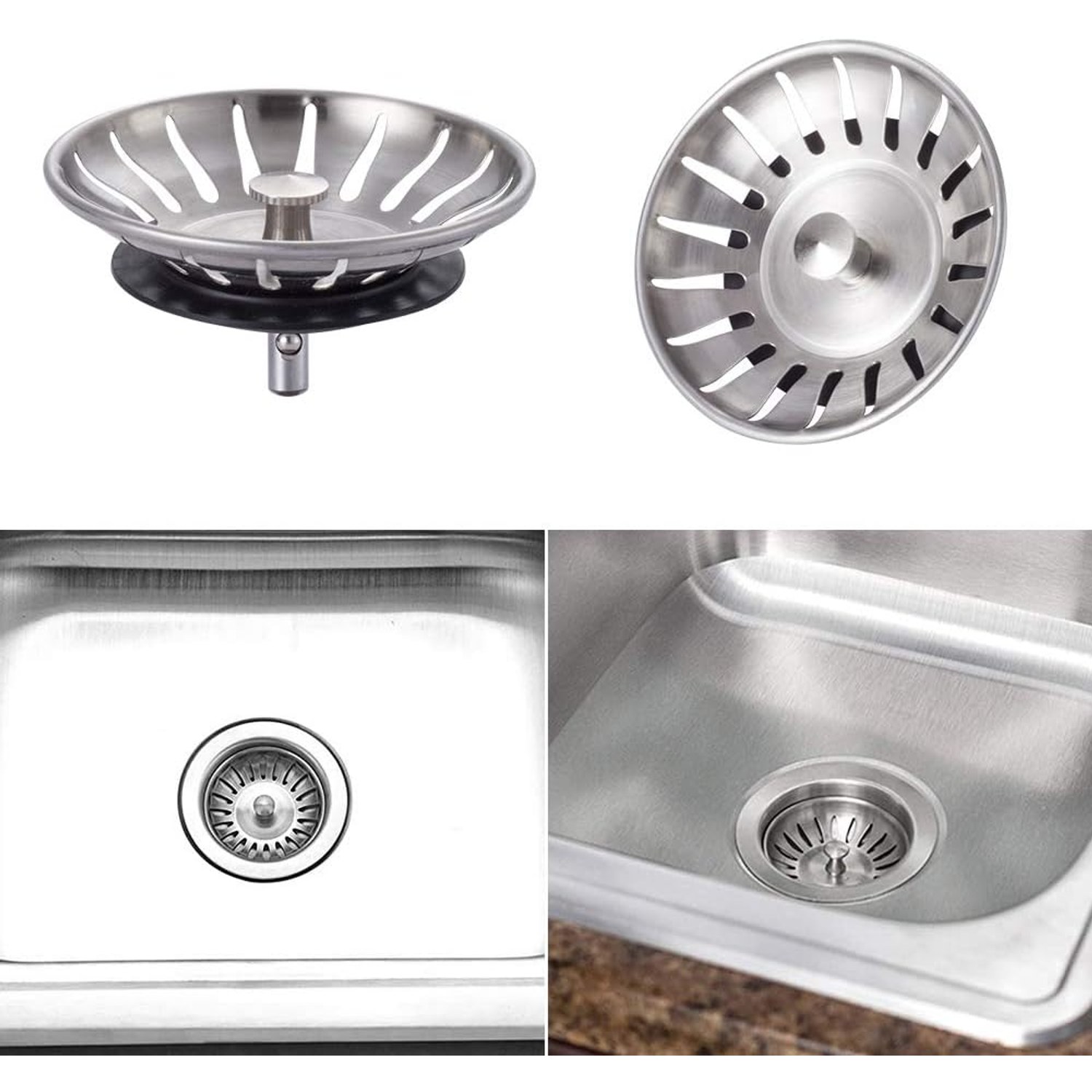 Stainless Steel Sink Waste Strainer 78mm, 2 Pack