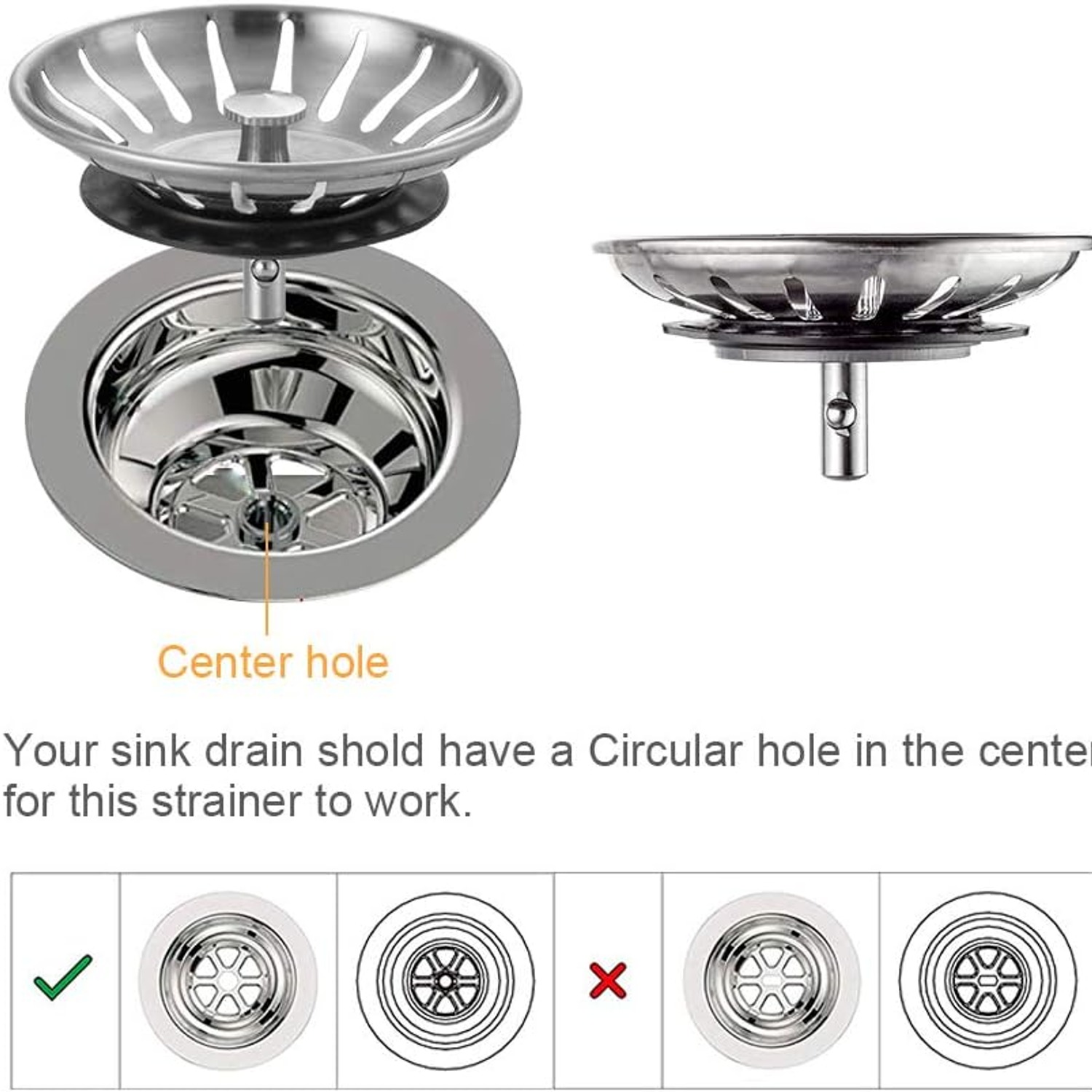 Stainless Steel Sink Waste Strainer 78mm, 2 Pack: image 7