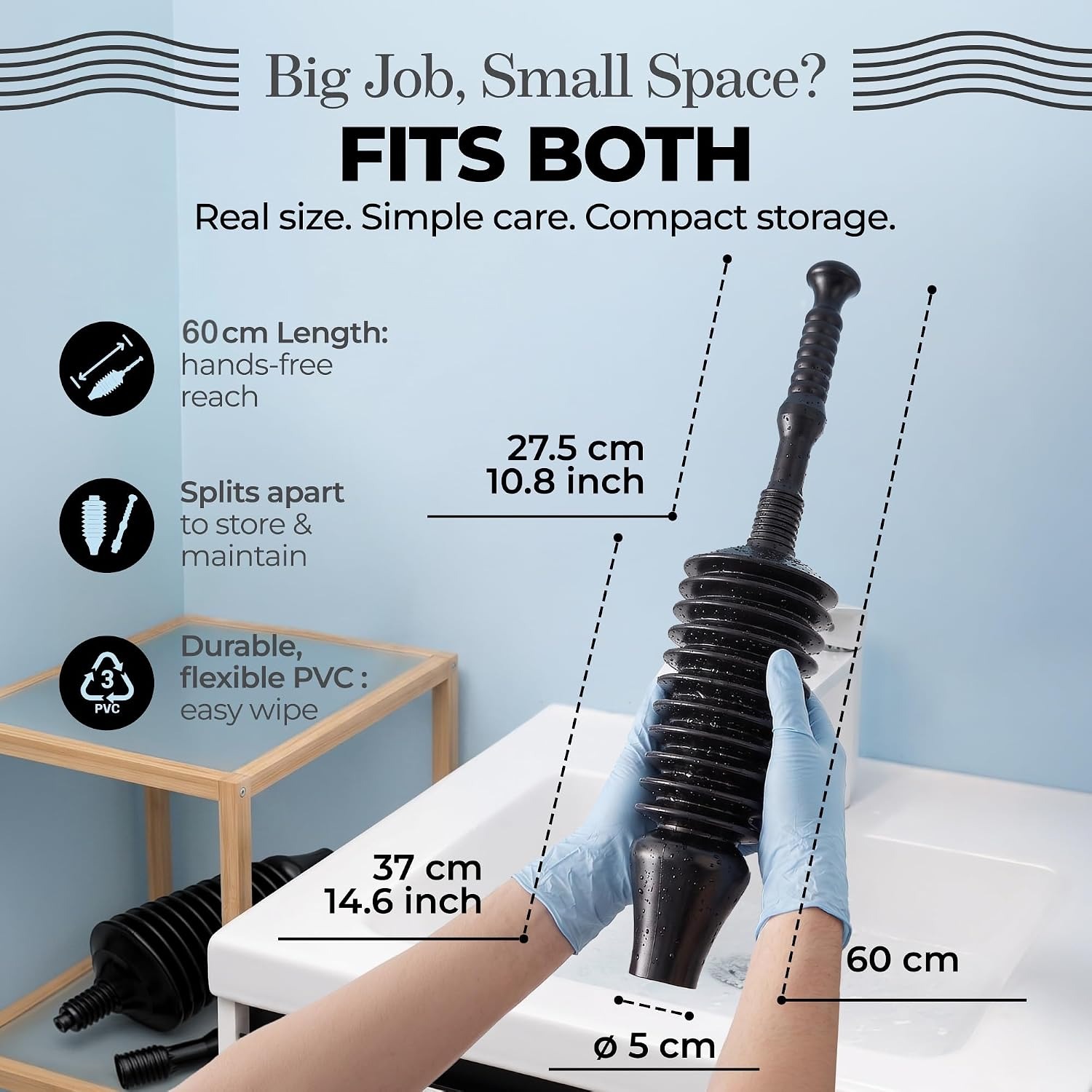 Bellows Toilet Plunger 60cm: image 7