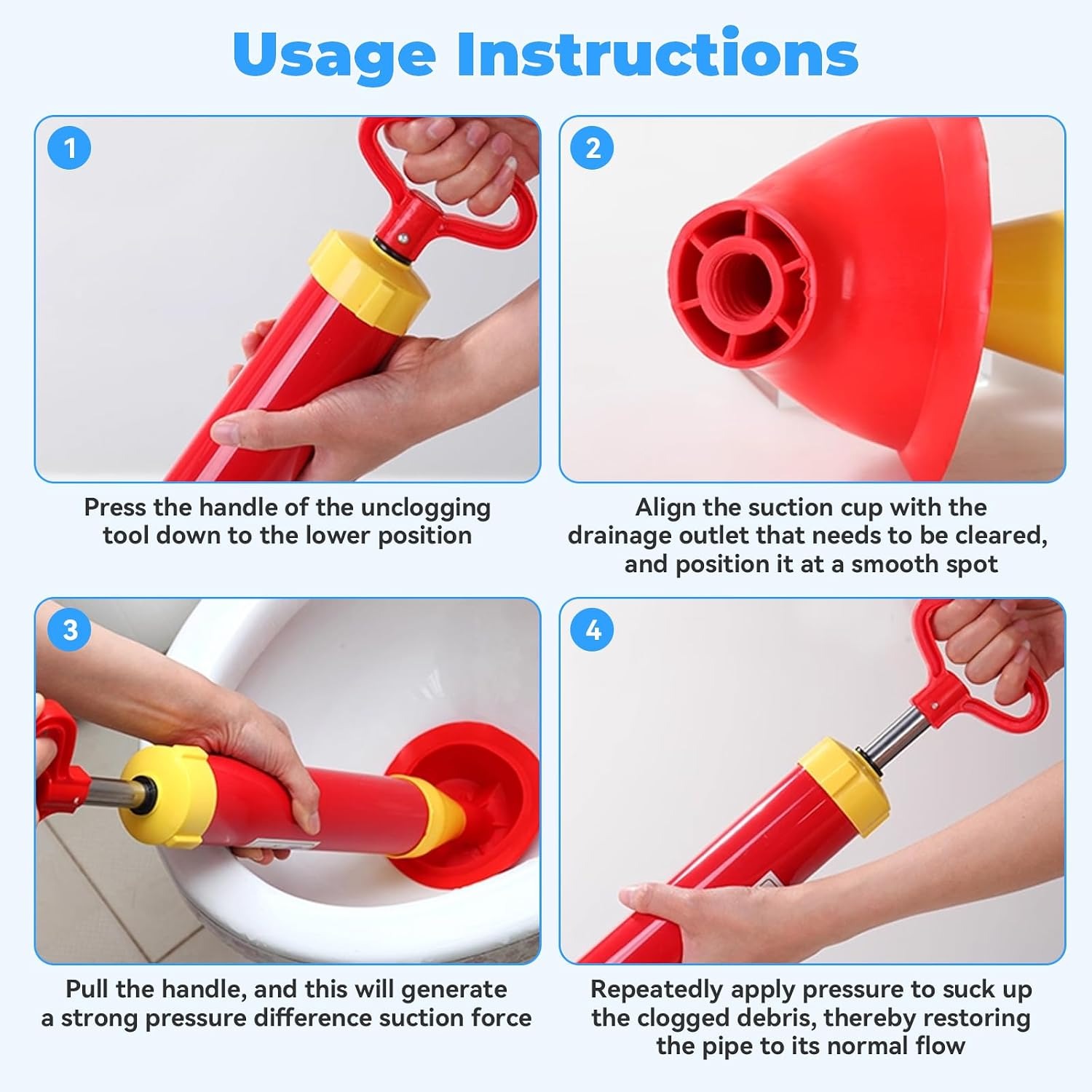 Toilet Plunger with Threaded Handle and Nitrile Gloves: image 5