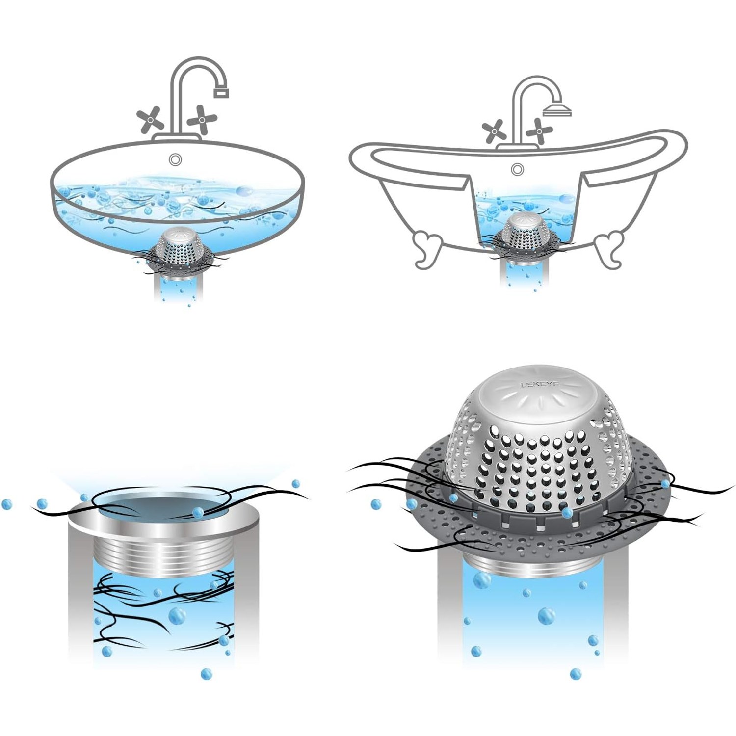 Pop Up Bath Plug Hair Catcher