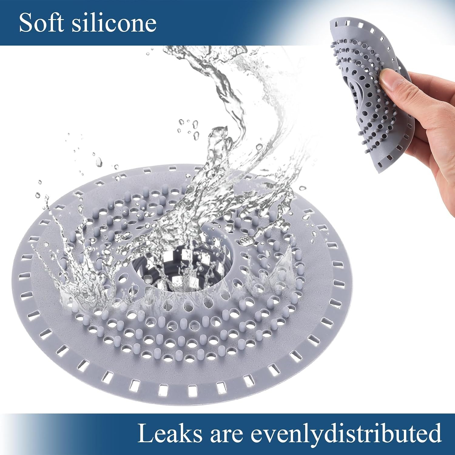 Silicone Basin Hair Catcher, 2 Pack with Tweezers: image 3