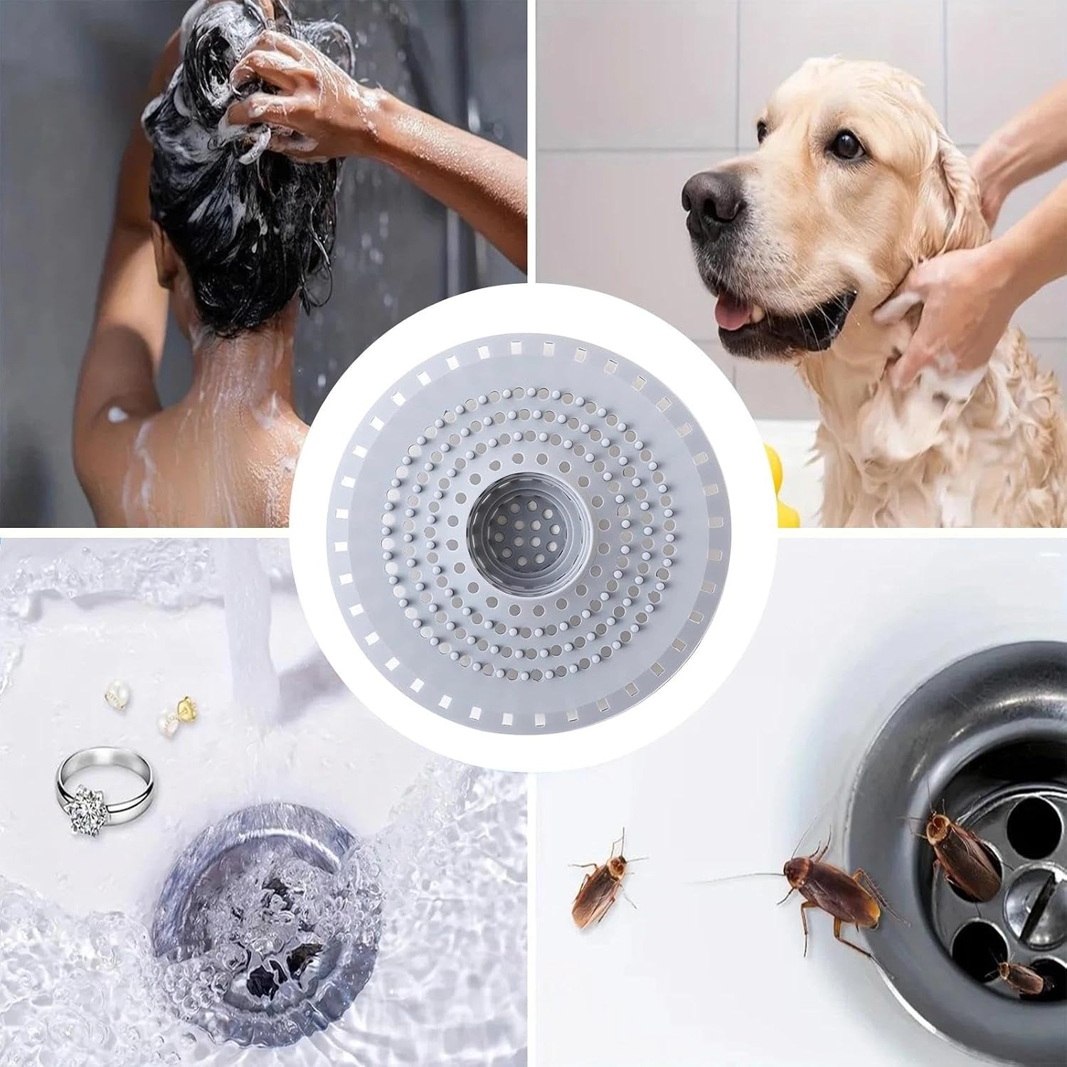 Silicone Shower Drain Hair Catcher 125mm