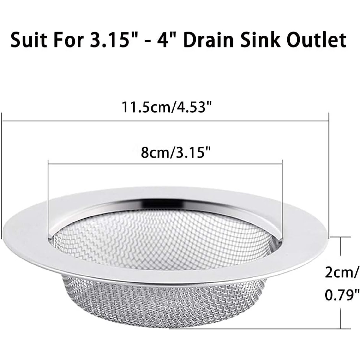 Stainless Steel Hair Strainer 115mm, 2 Pack
