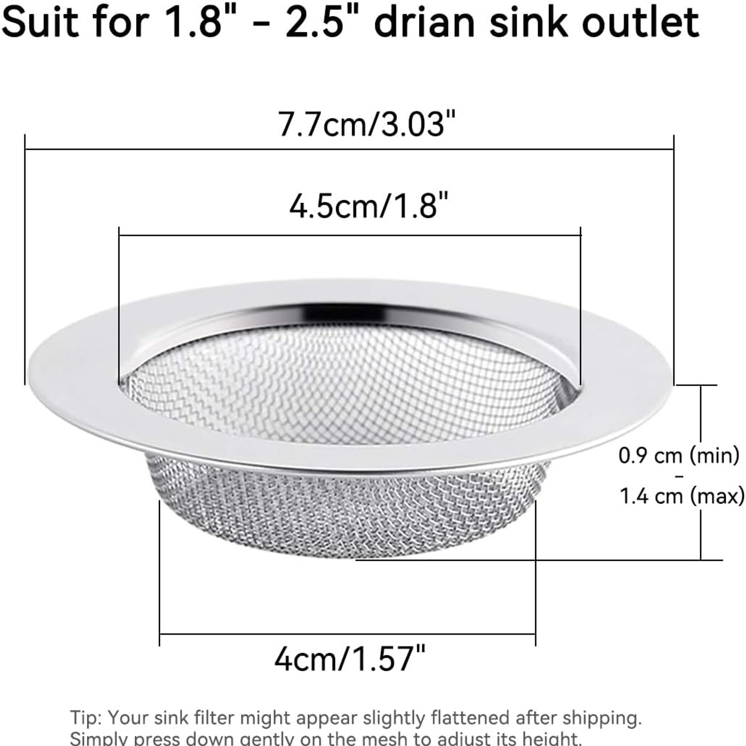 Stainless Steel Hair Strainer 75mm, 2 Pack