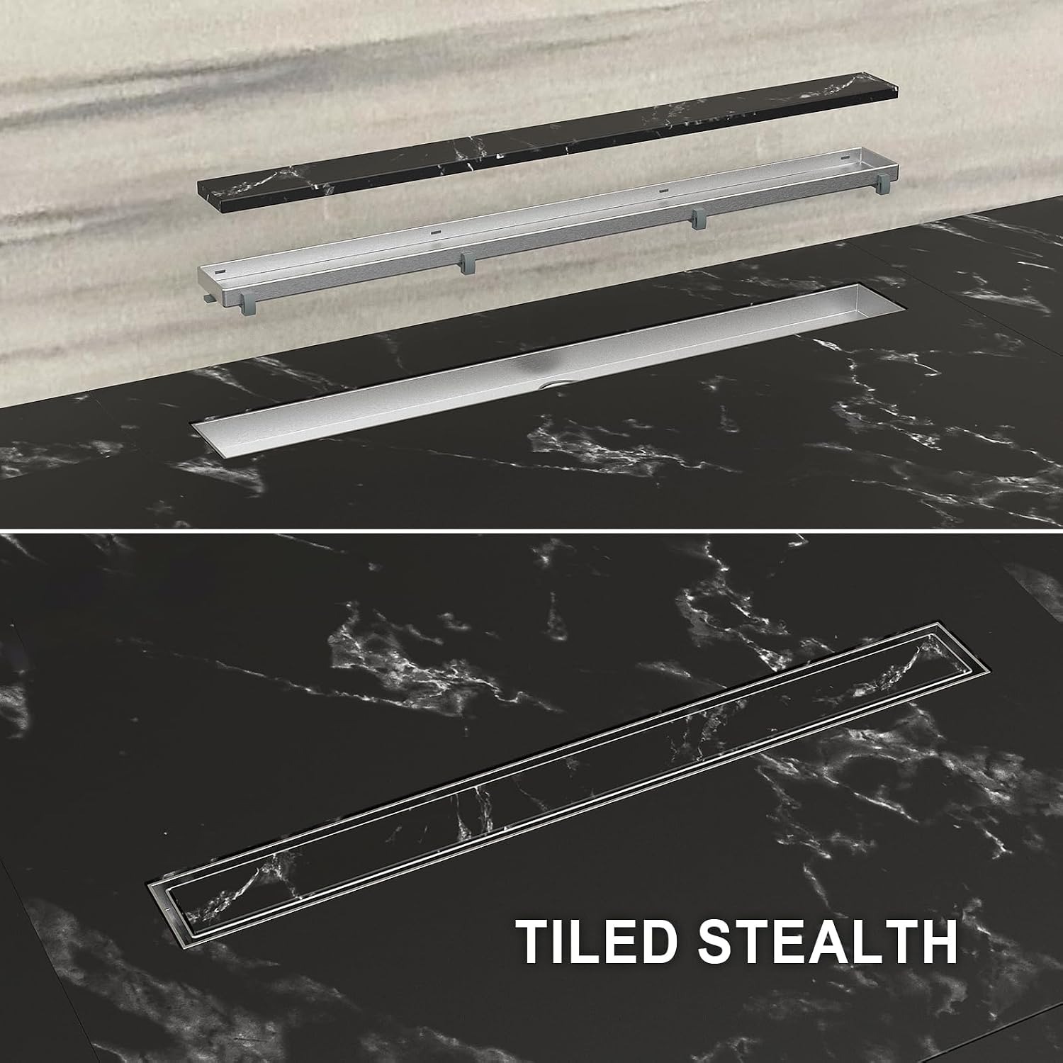 Linear Shower Drain 500mm in Stainless Steel: image 4