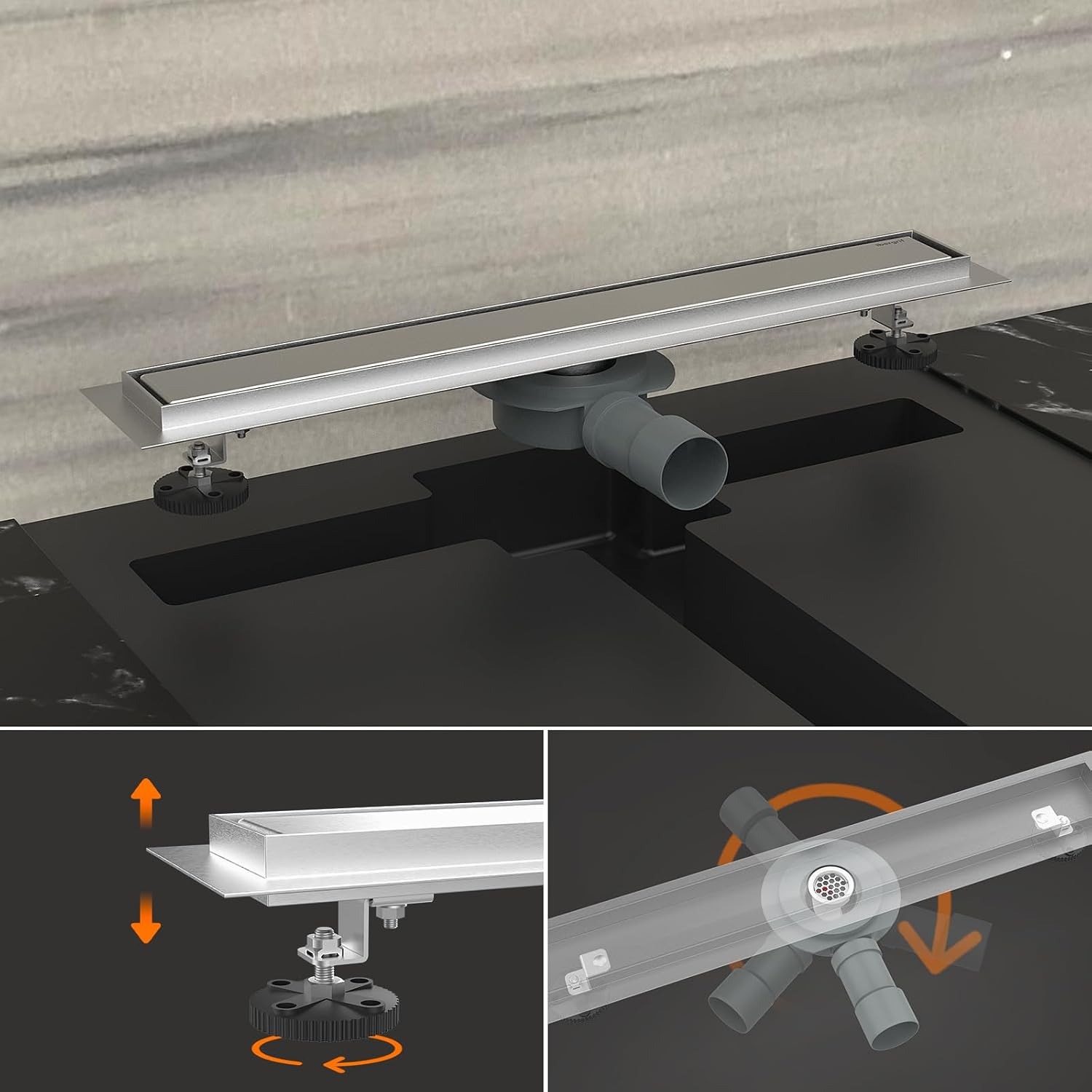 Linear Shower Drain 500mm in Stainless Steel: image 6