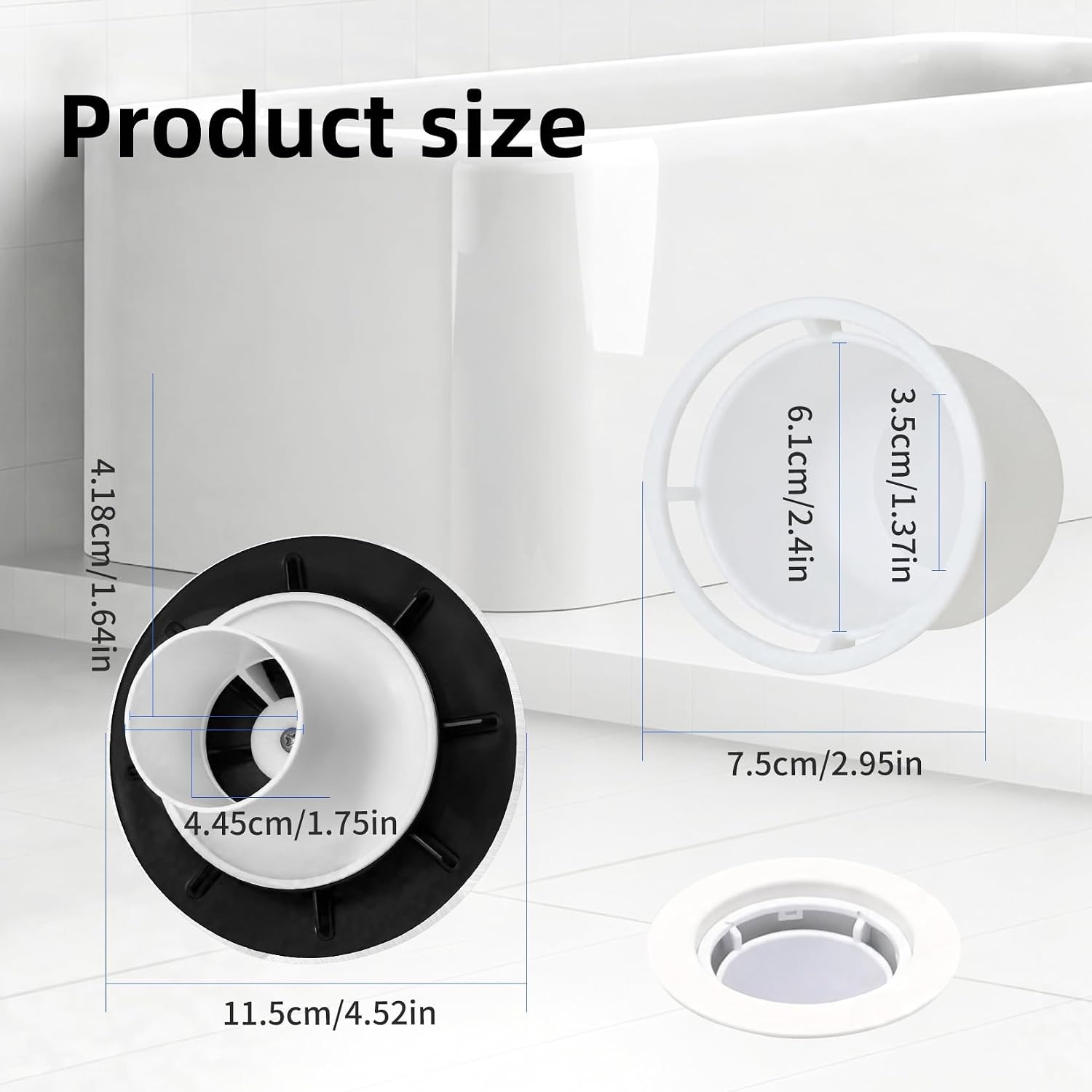 95mm Shower Drain Cover Replacement with Dip Cup: image 2