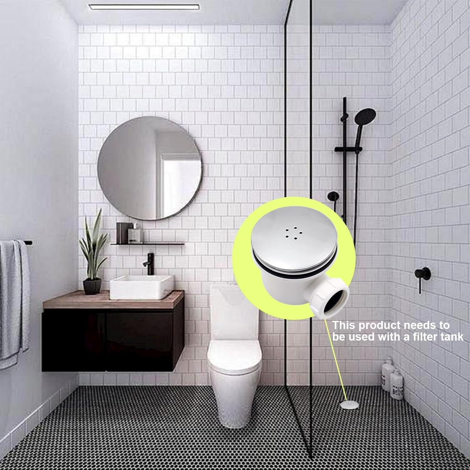 95mm Shower Drain Cover Replacement with Dip Cup: image 6