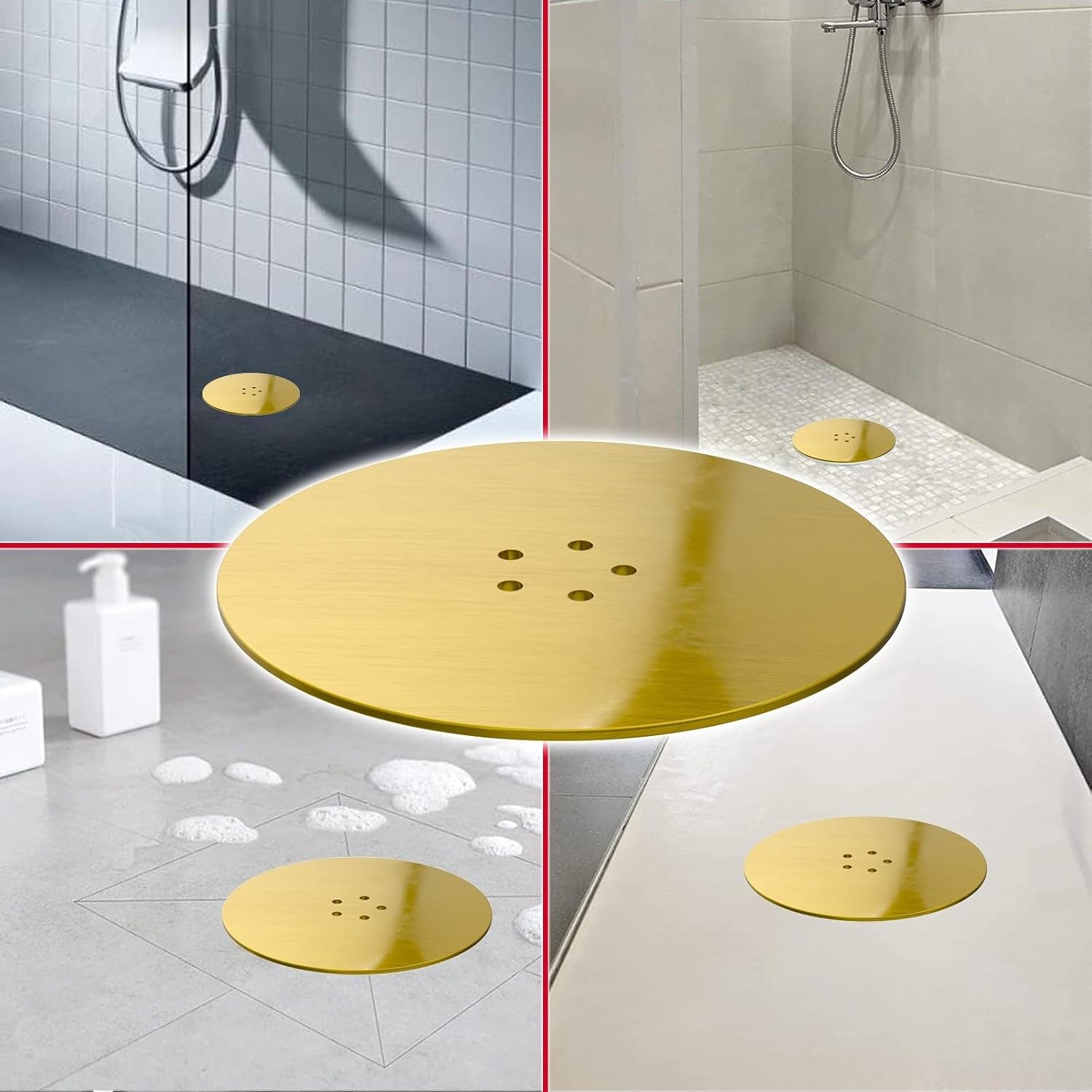 Shower Trap Cover in Brushed Brass, 110mm: image 4