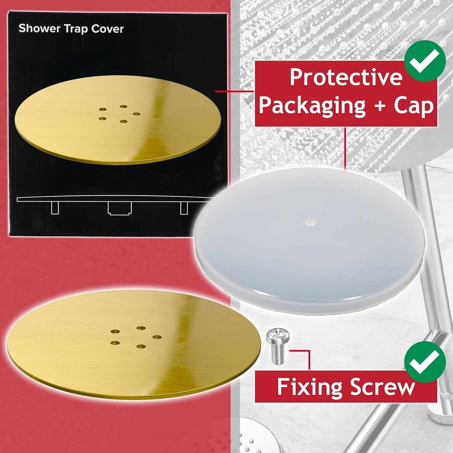 Shower Trap Cover in Brushed Brass, 110mm: image 5