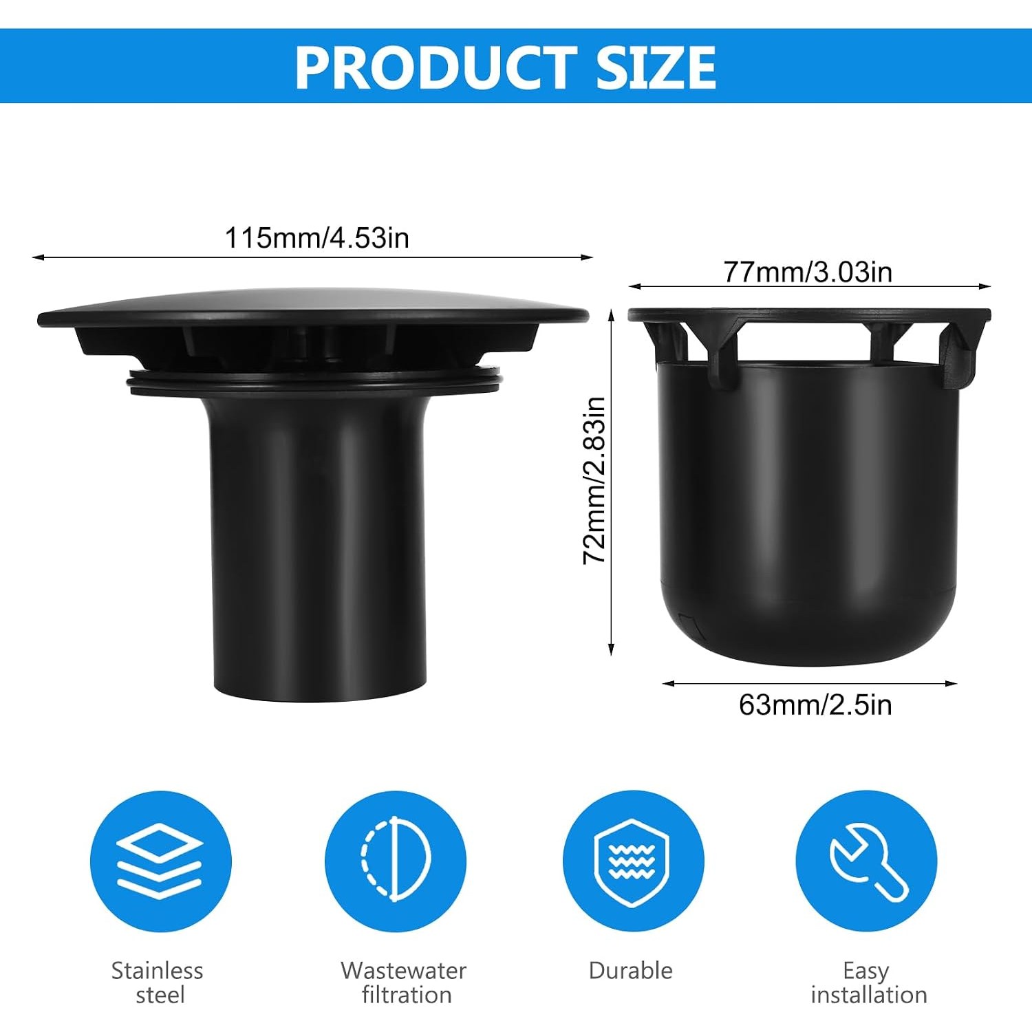 Replacement Shower Trap Cover for 90mm Waste: image 2