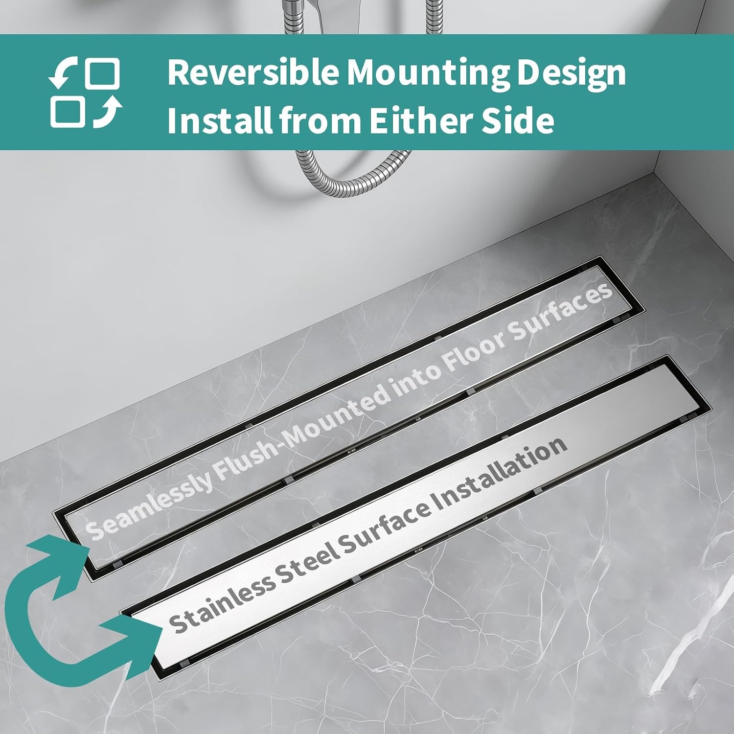 Tile Insert Linear Shower Drain 600mm with Rotating Trap
