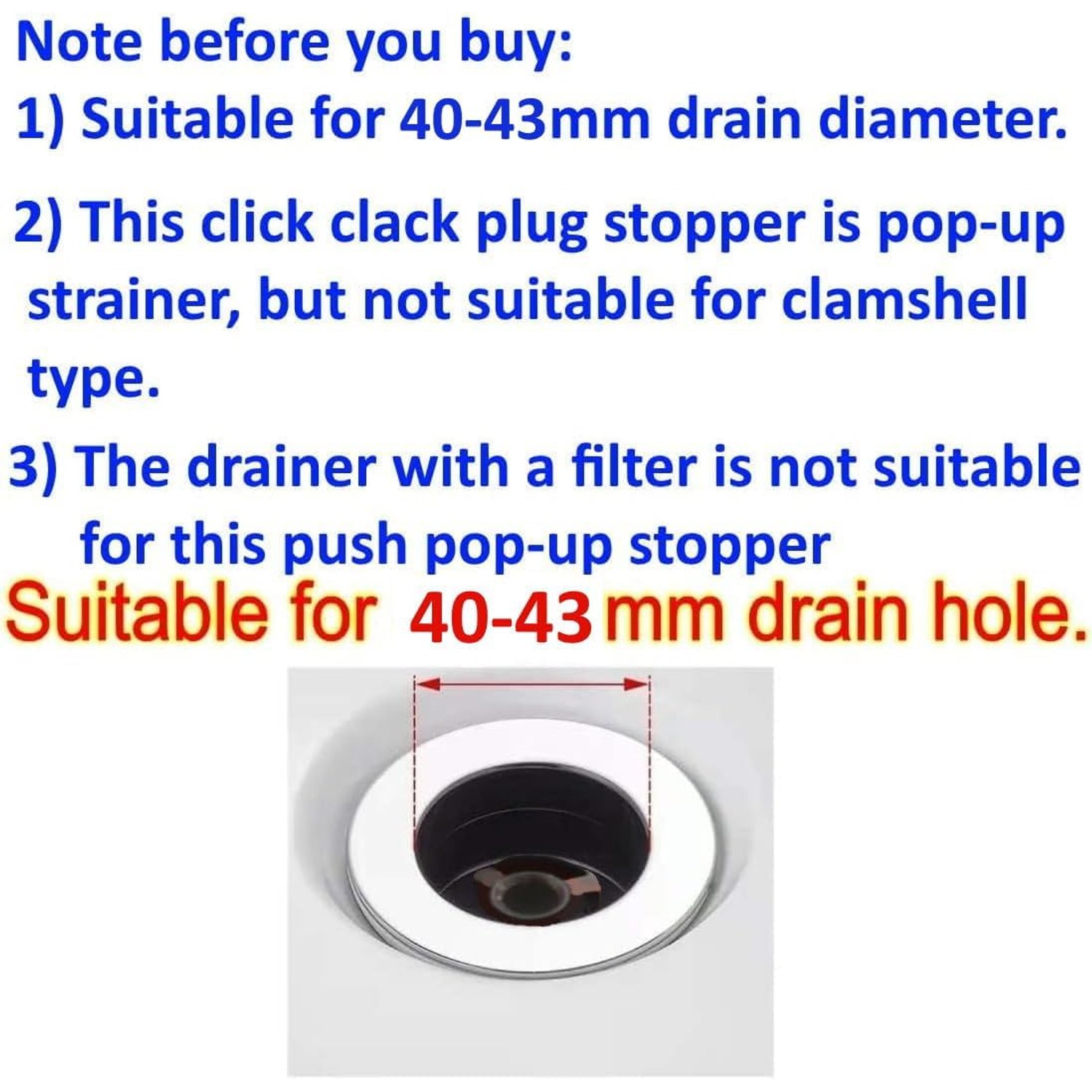 69mm Chrome Click Clack Bath Pop Up Plug