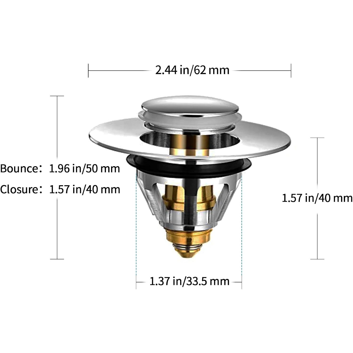 Brass Basin Plug with Hair Basket (34 to 38mm): image 6
