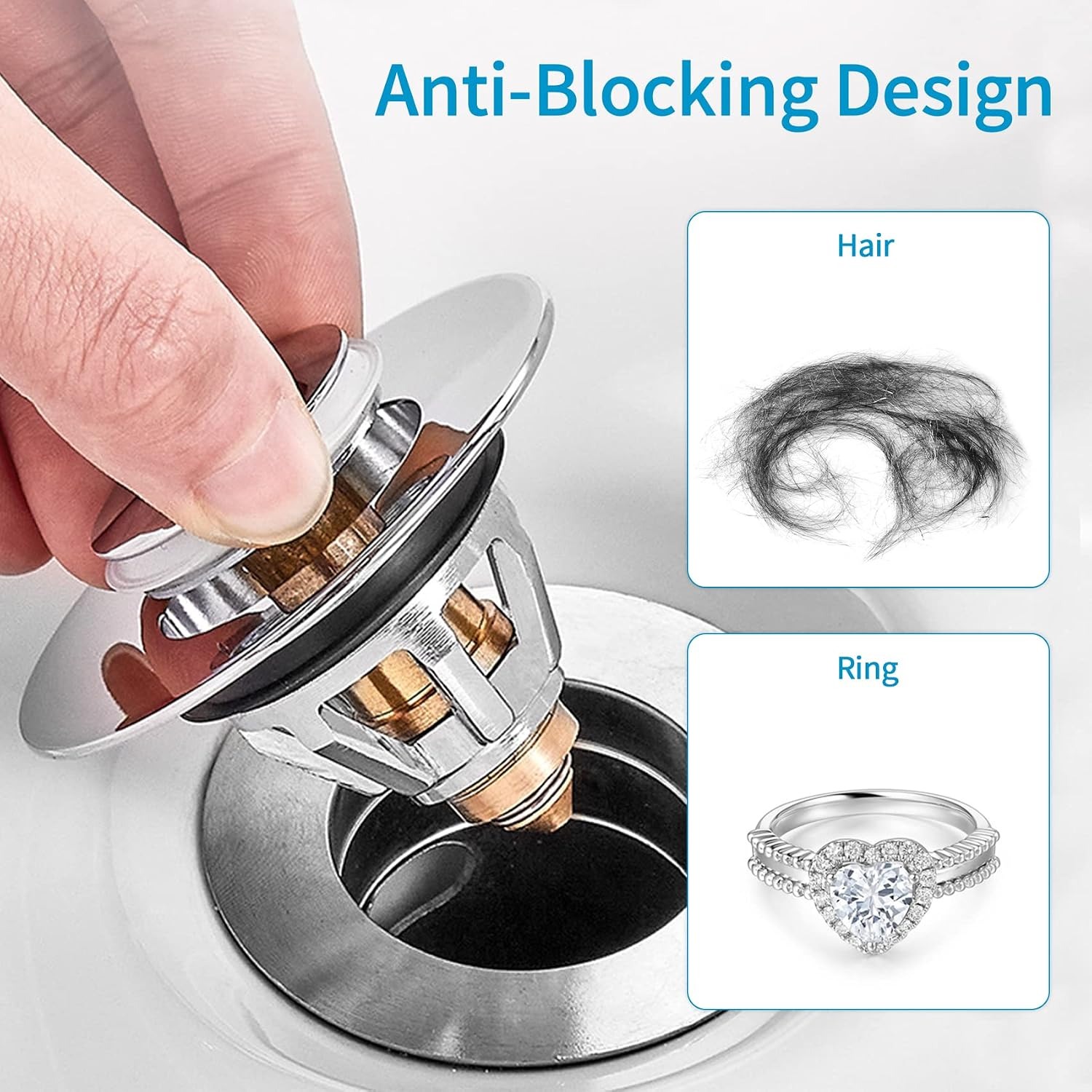 Brass Basin Plug with Hair Basket (34 to 38mm): image 7