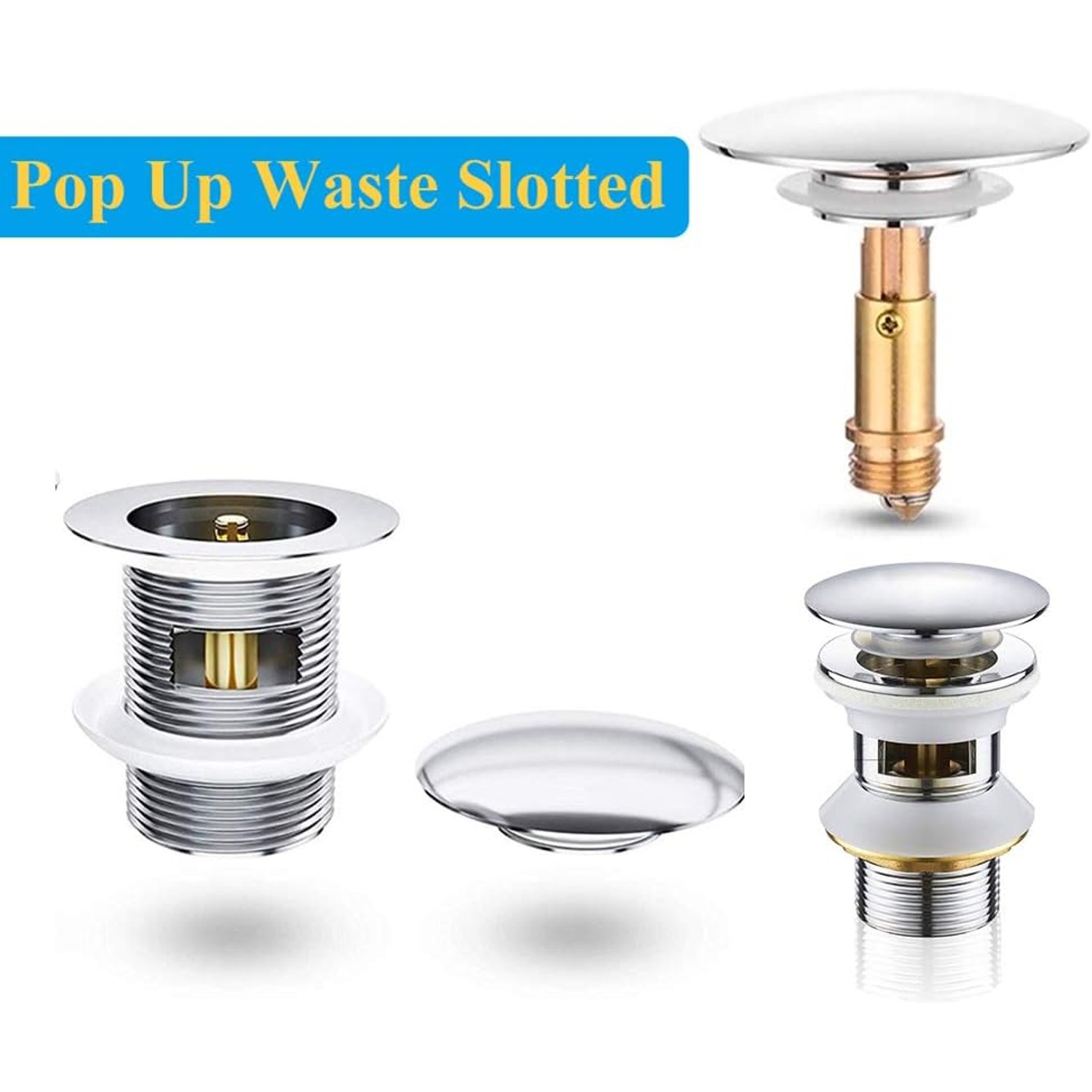Brass Click Clack Basin Plug with Push Button Stopper