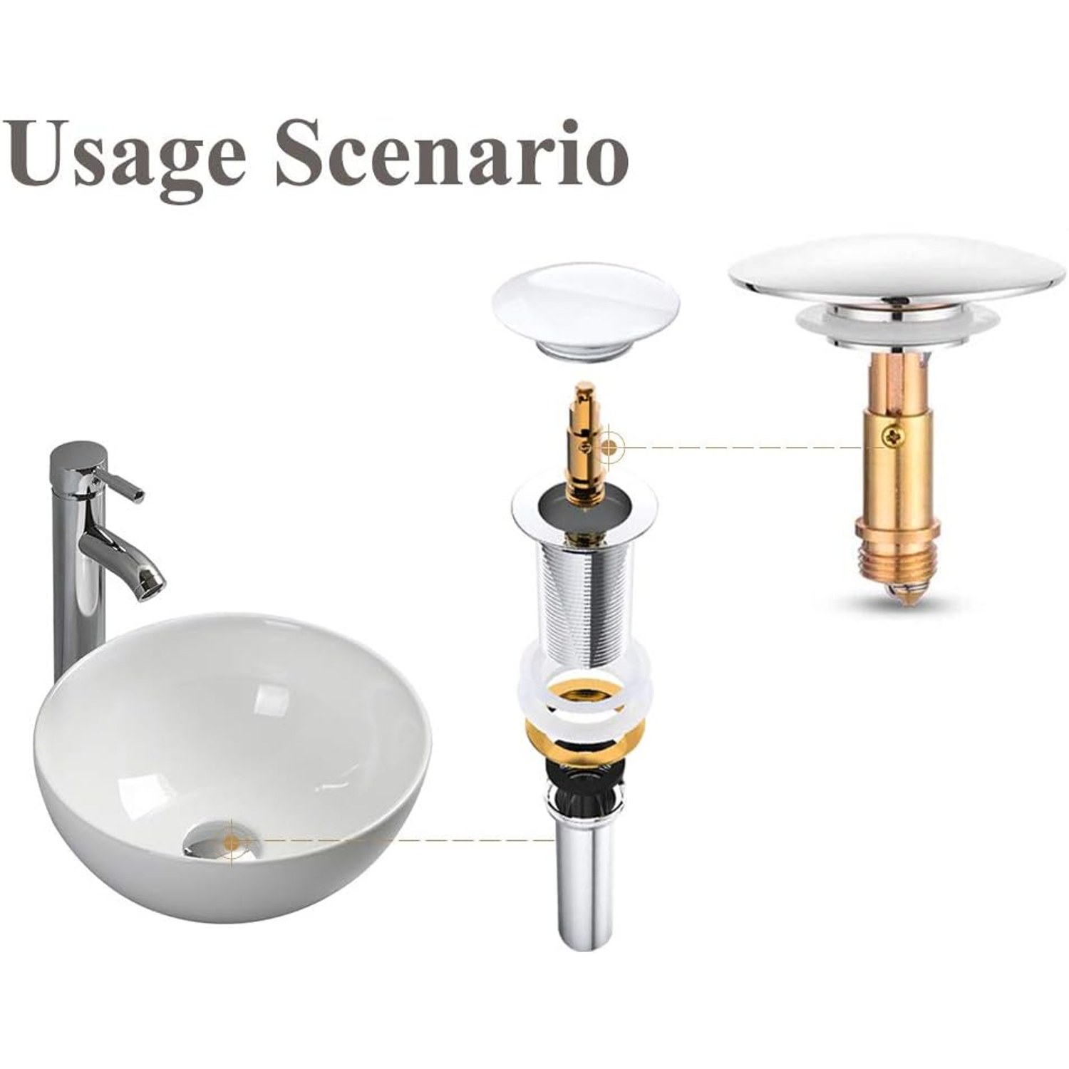 Brass Click Clack Basin Plug with Push Button Stopper