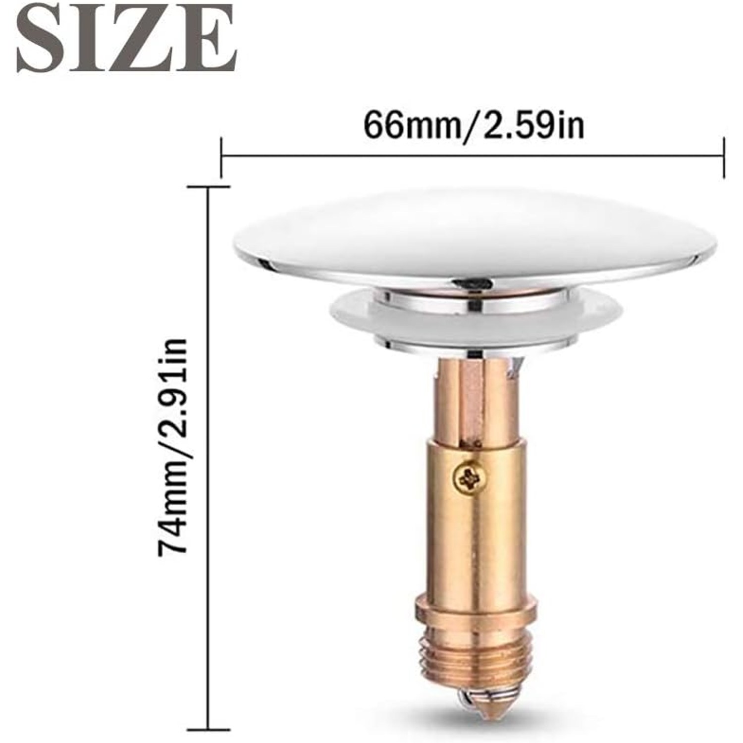 Brass Click Clack Basin Plug with Push Button Stopper