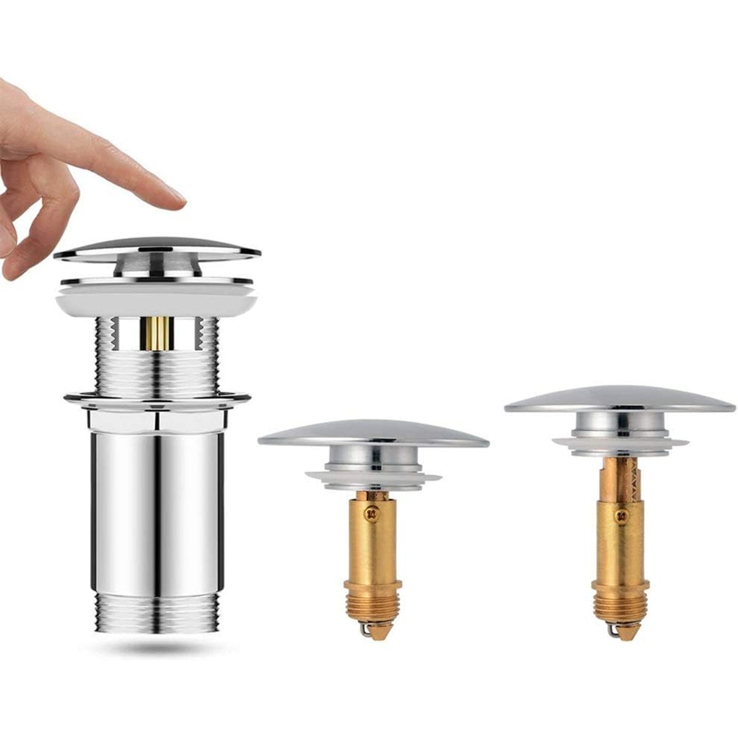 Brass Click Clack Basin Plug with Push Button Stopper: image 7